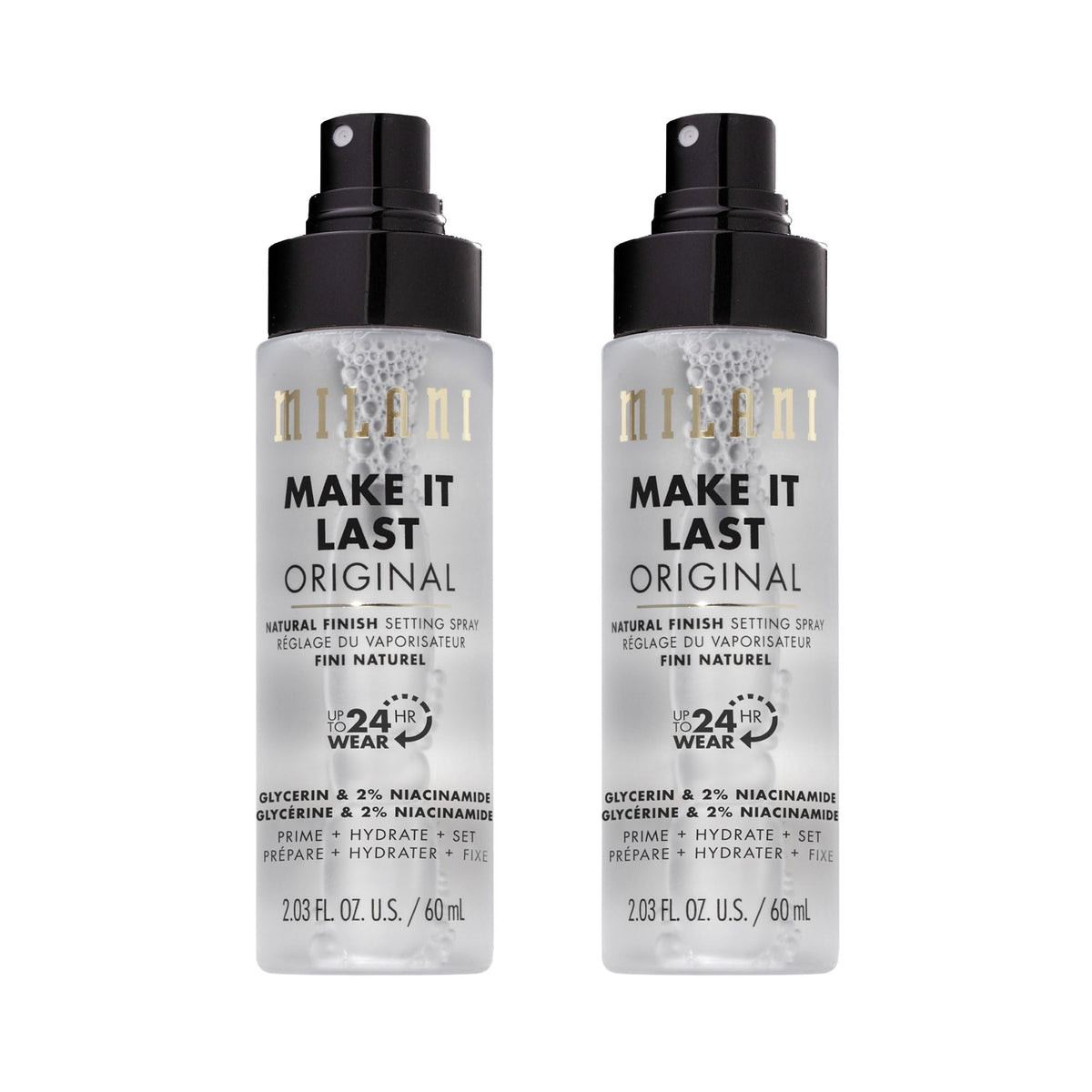 Milani front packaging showing bottle and natural finish benefit