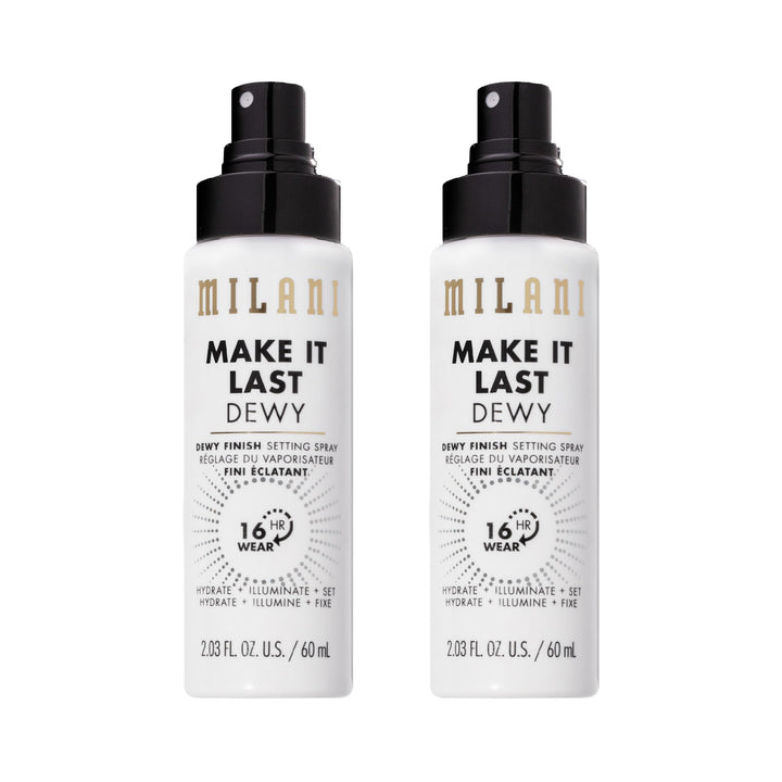 Milani front packaging showing setting spray and primer for longwear