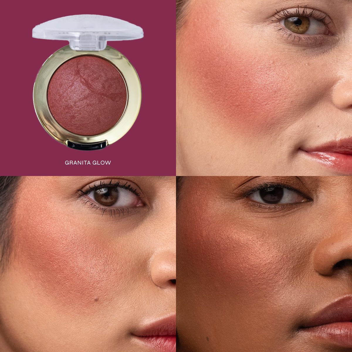 Milani Granita Glow texture stroke on white background highlighting smooth blendability