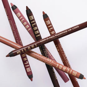 Milani Keep It Full styled on vanity with tools for everyday beauty routine