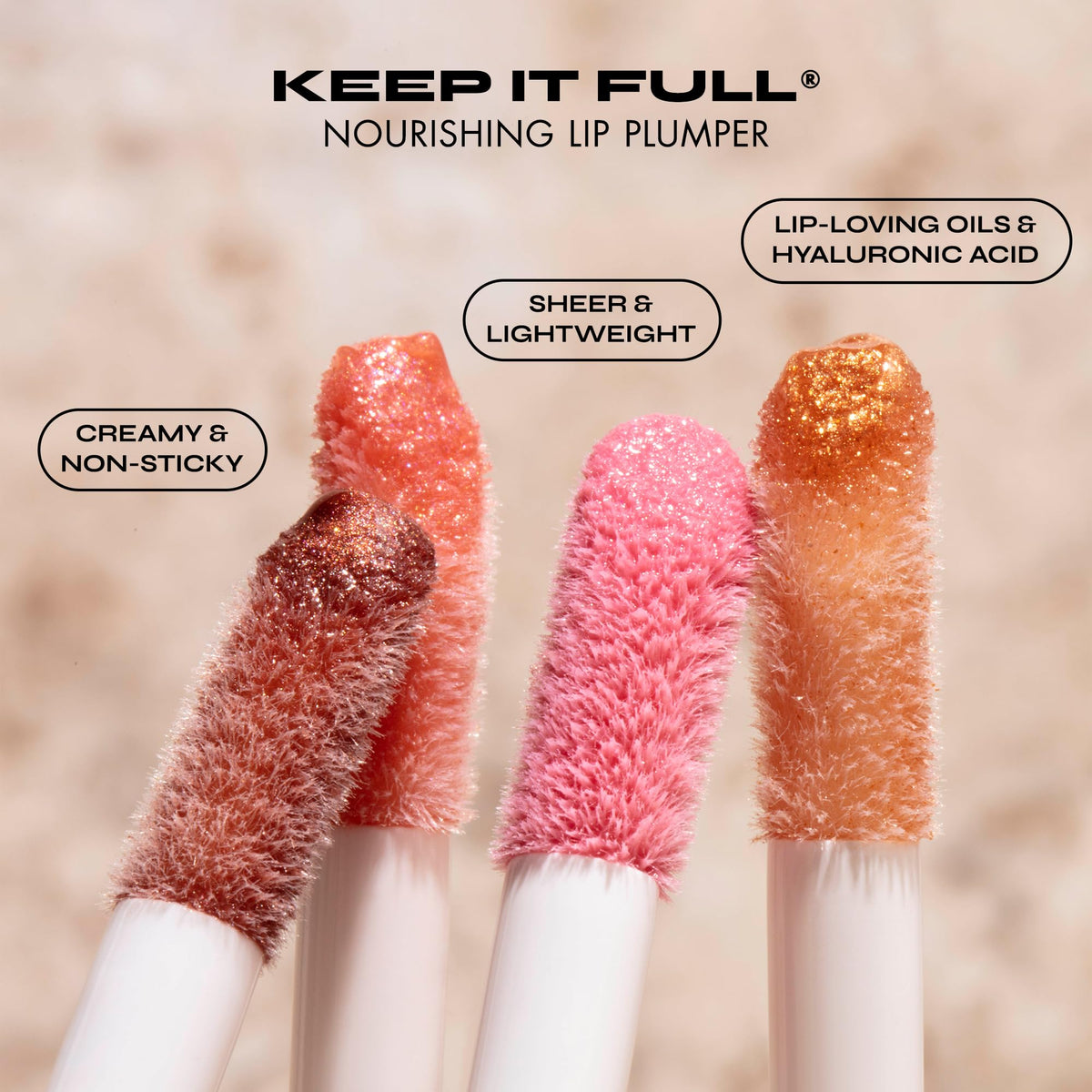 Milani gloss texture swipe highlighting creamy, hydrating formula benefits