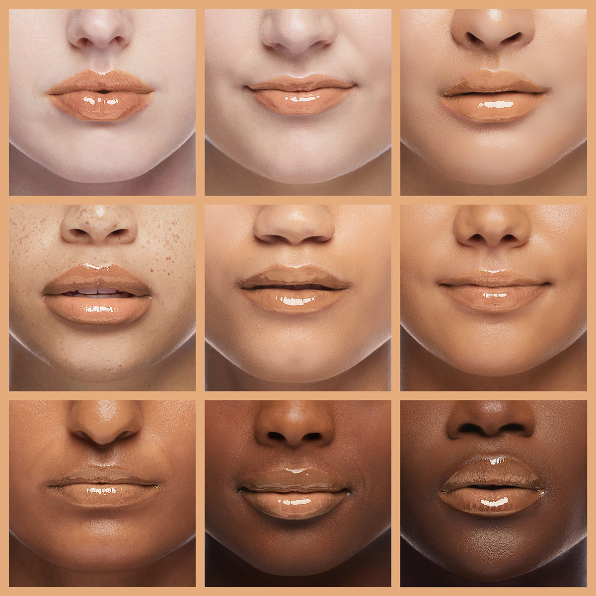 Milani lip swatch of Gold Dust illustrating sheer gold shimmer and fuller look