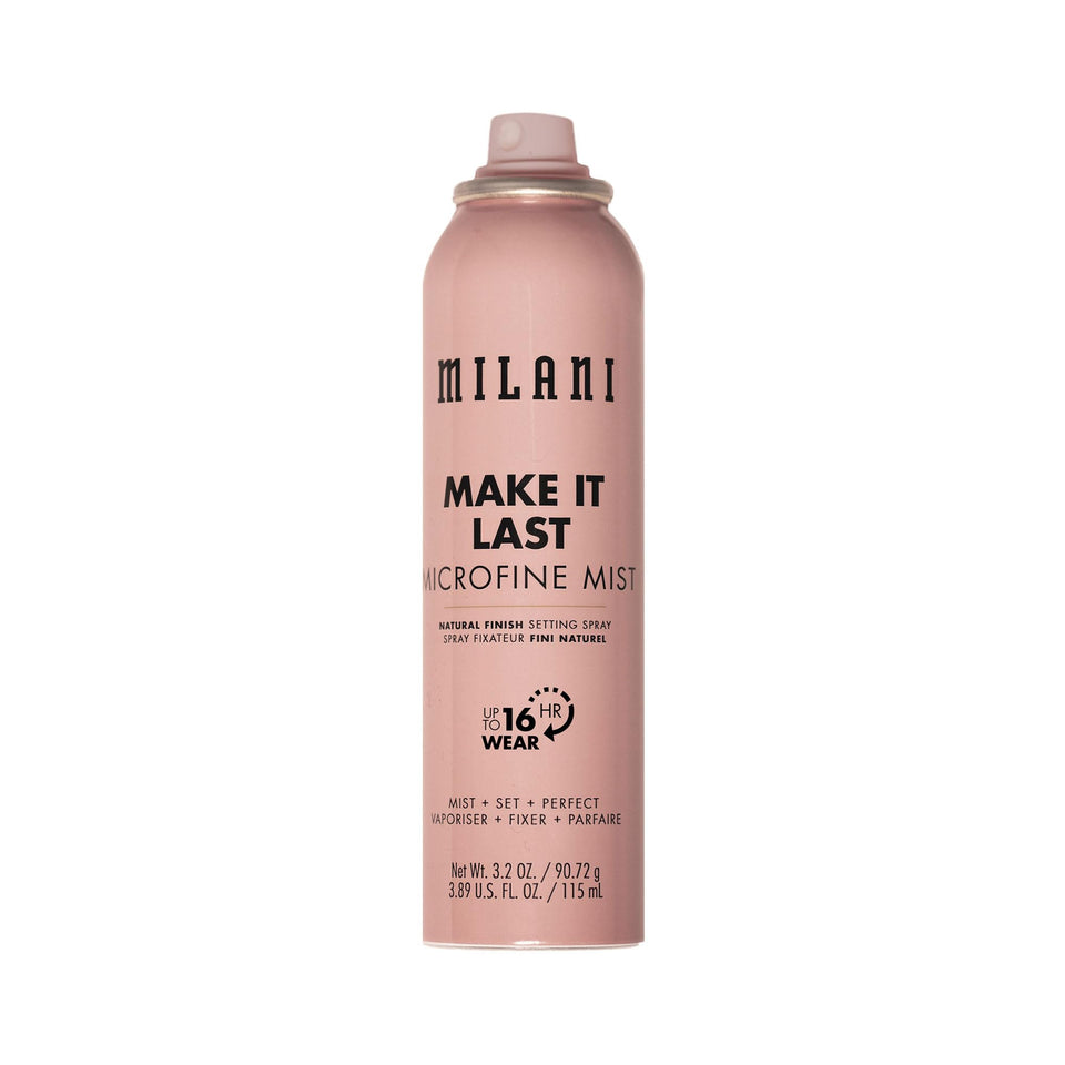 Milani front bottle showing product and benefits on vanity