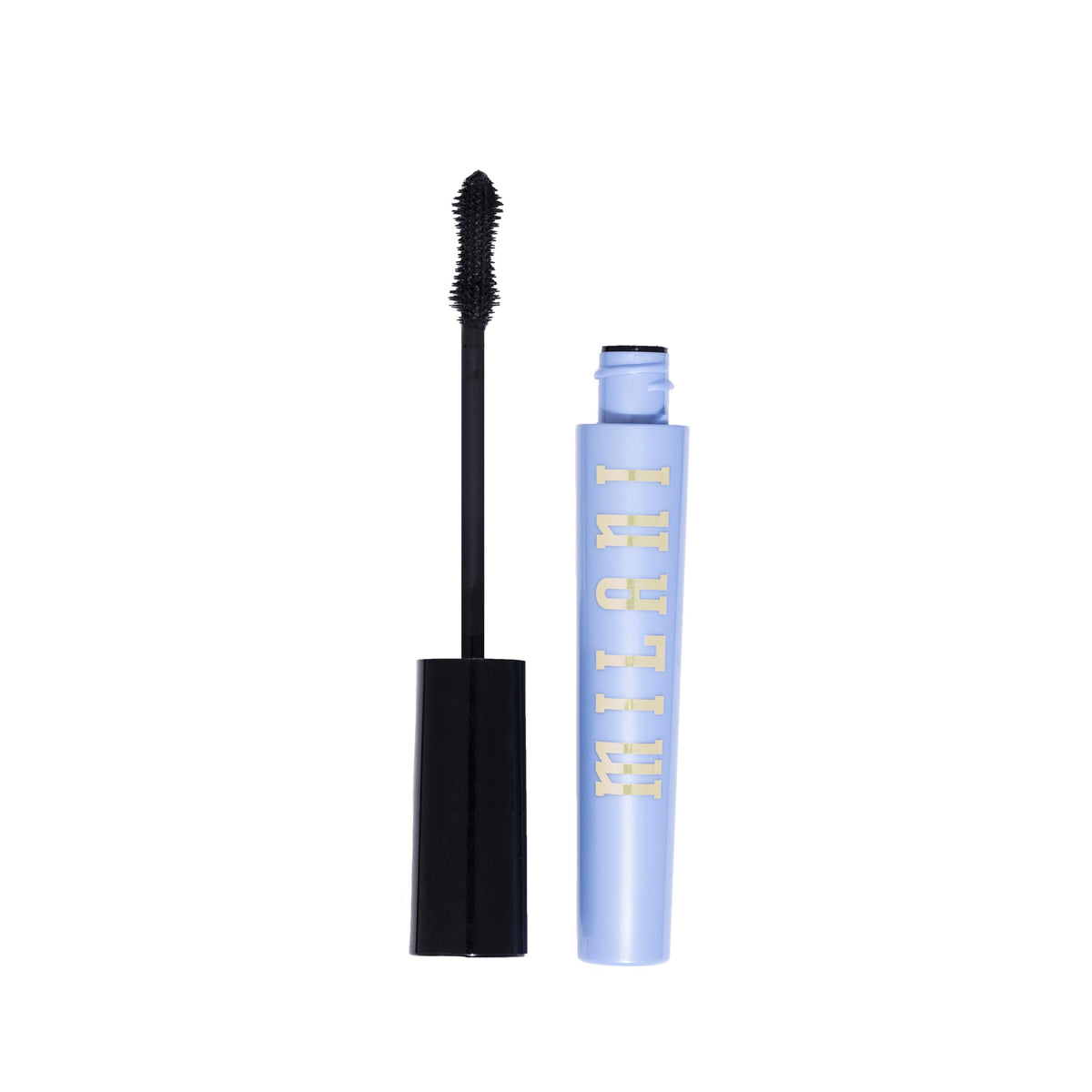Milani mascara front packaging showing sleek tube and shade for bold wear
