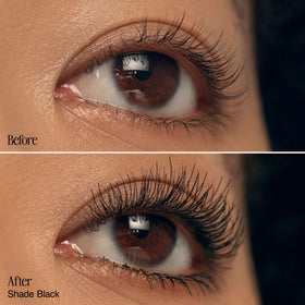 Milani mascara lifestyle application on eyes highlighting easy use and long-lasting wear