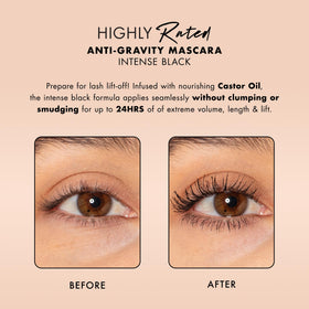 Milani mascara hourglass wand close-up demonstrating molded brush for full lash coating benefit