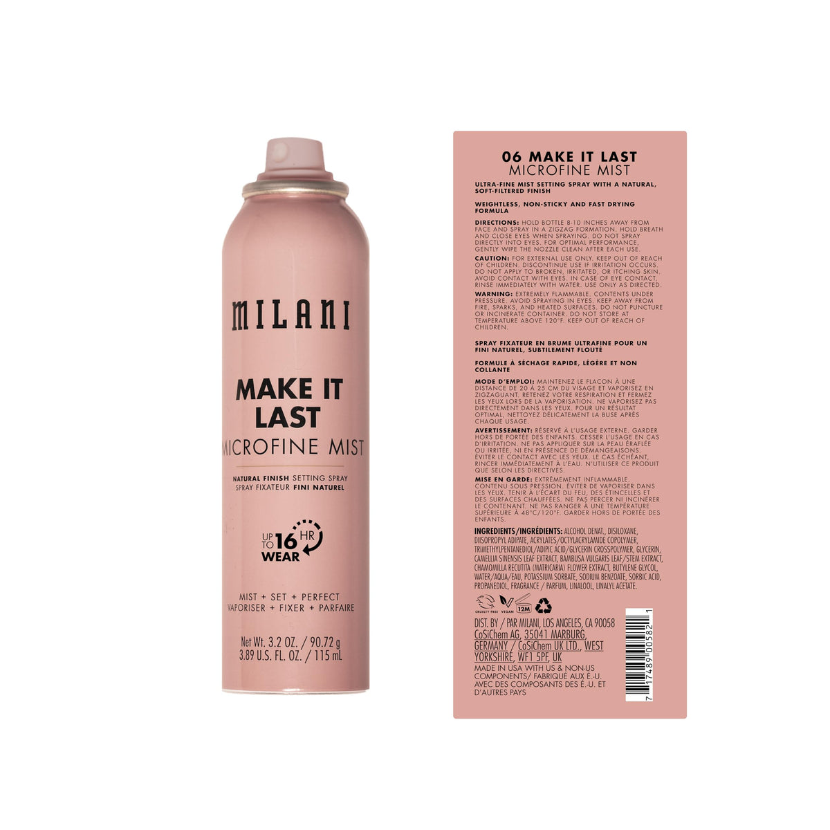 Milani nozzle close-up demonstrating ultra-fine mist performance