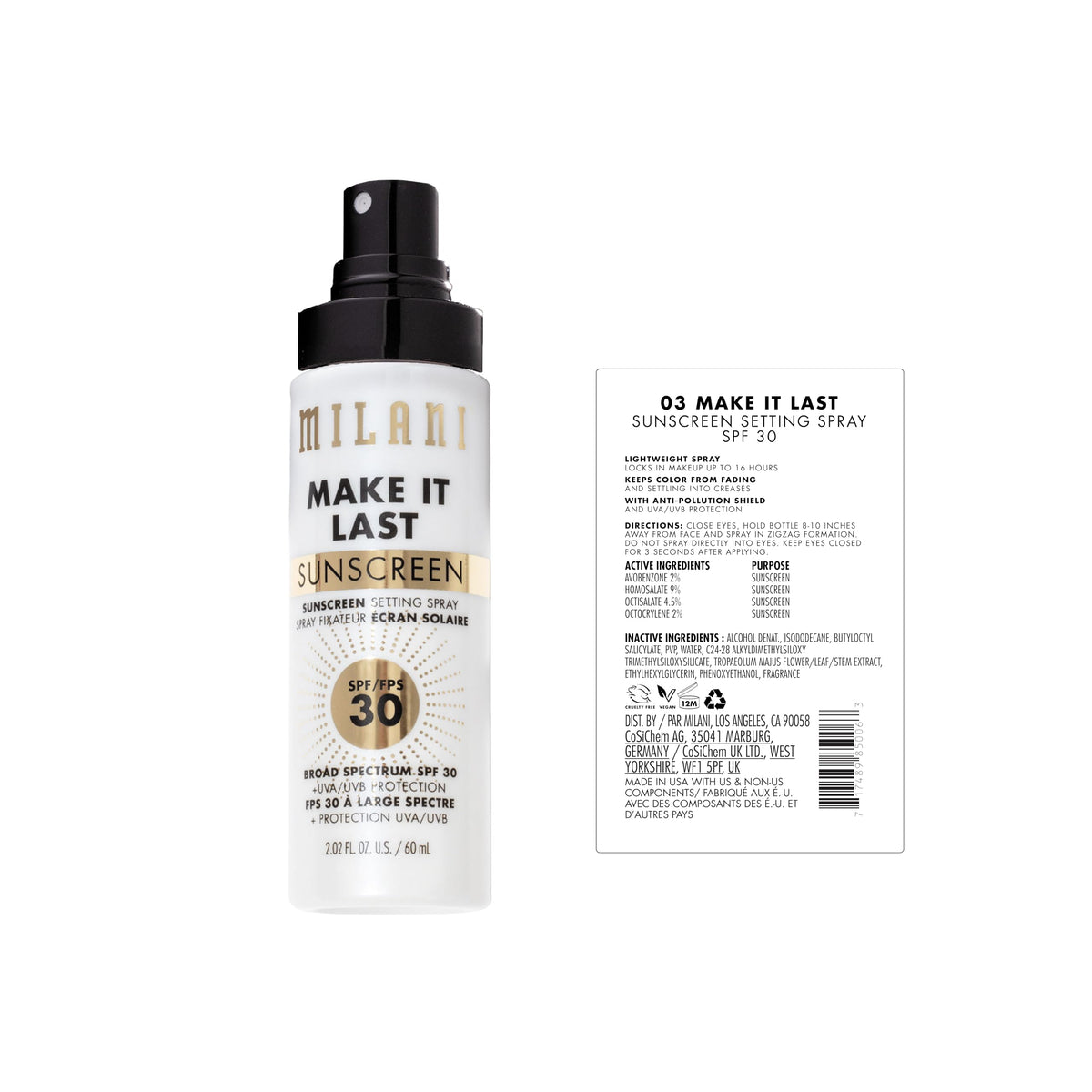 Milani fine mist nozzle detail for even makeup application