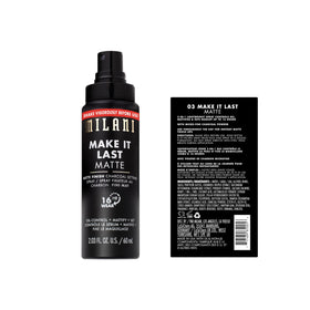 Milani on-model applying natural-finish spray for hydrated, refreshed skin appearance
