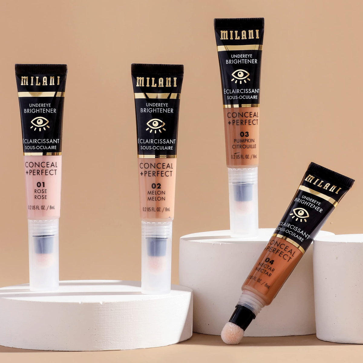 Milani label close-up highlighting ingredients and vegan claim