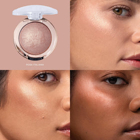 Milani powder swirl demonstrating luminous sheen and blendable payoff