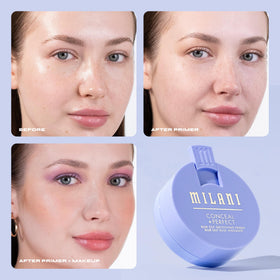 Milani primer on bathroom counter in lifestyle scene for everyday routine