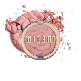 Milani Romantic Rose front compact showing rose imprint and portable design