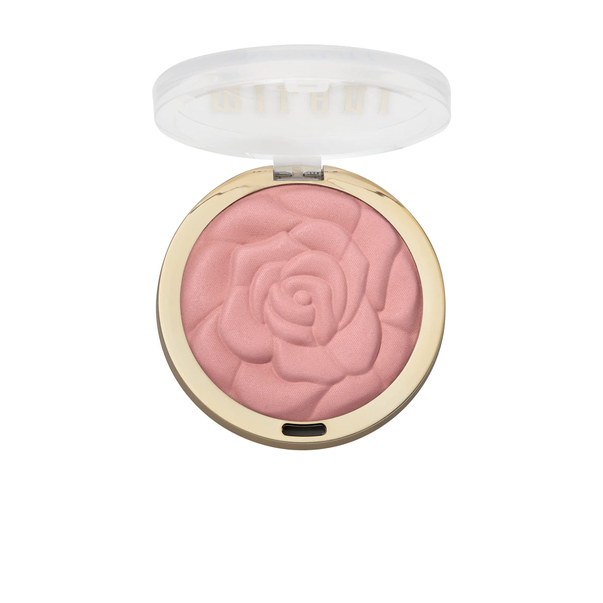 Milani Romantic Rose next to coin showing compact size and travel-friendly benefit