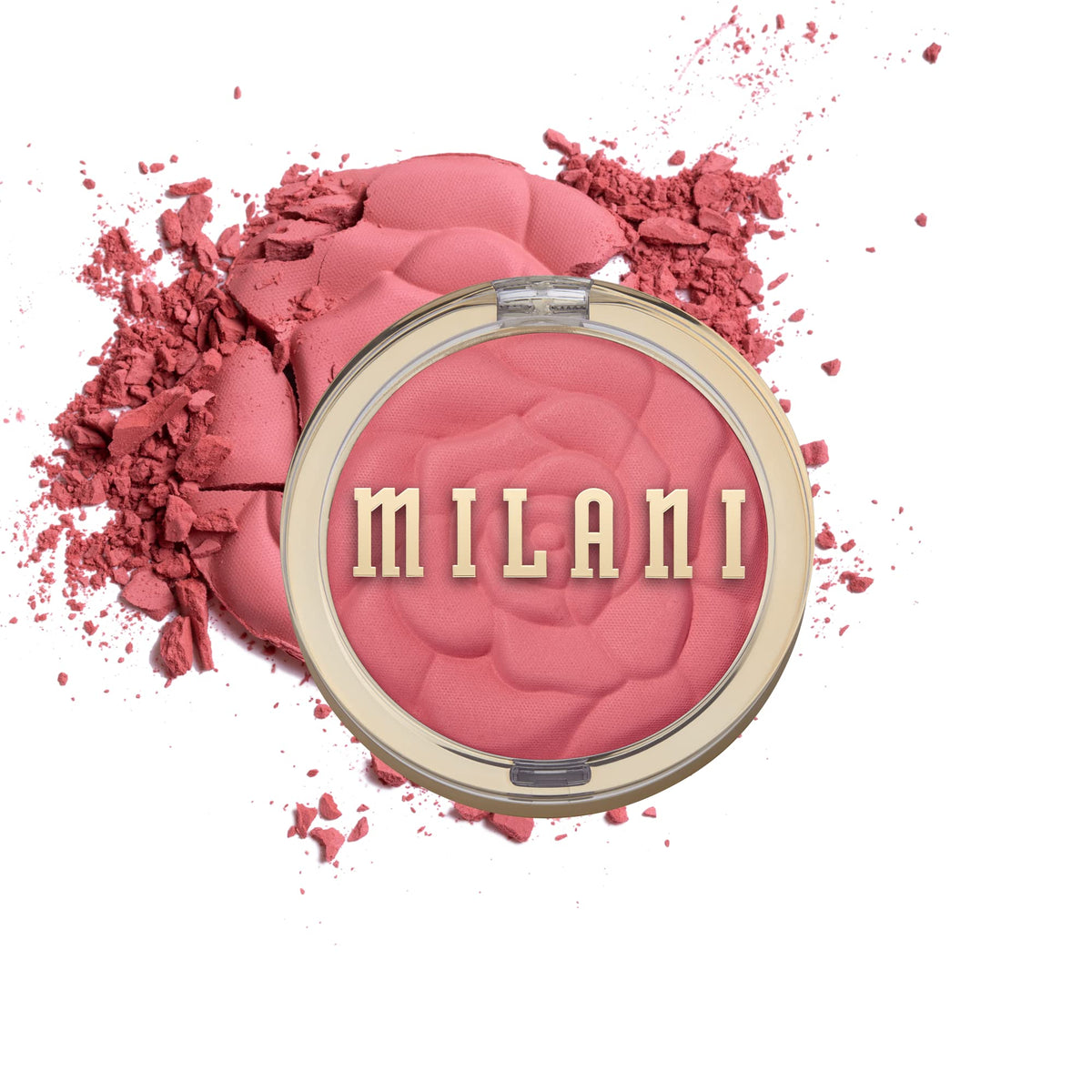 Milani compact front view showing Wild Rose blush for everyday color