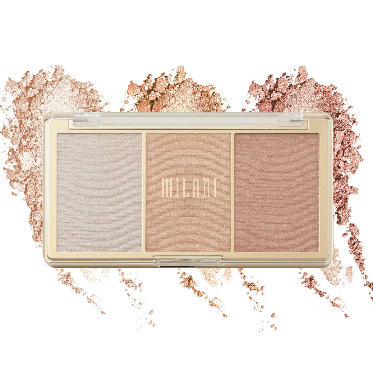 Milani Rose Glow front packaging showing palette compact and logo, highlights portability