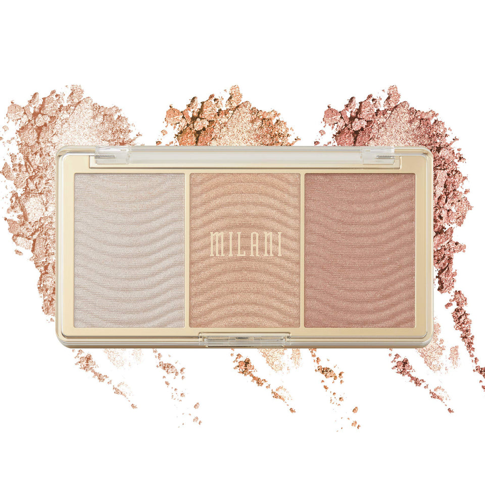 Milani Rose Glow front packaging showing palette compact and logo, highlights portability