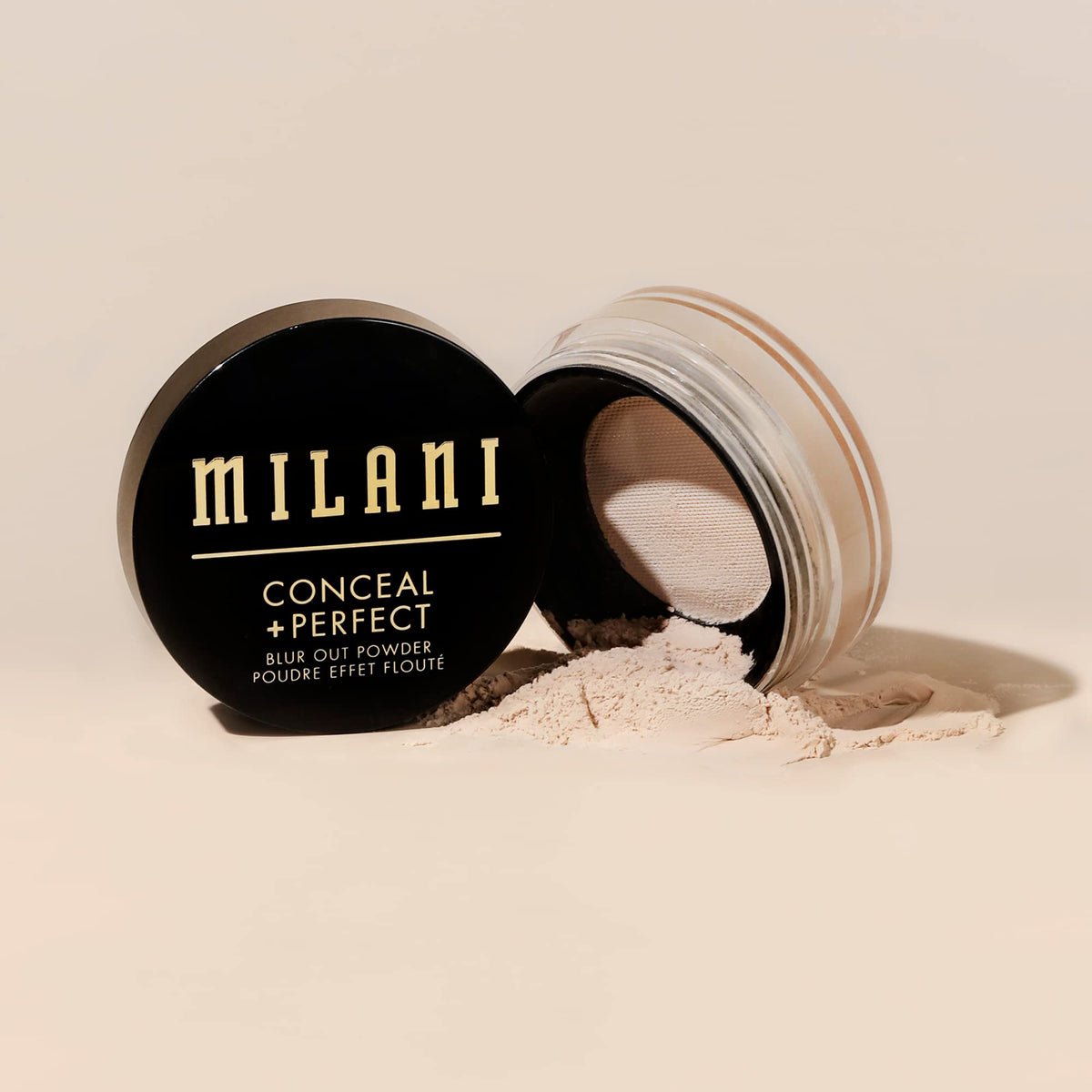 Milani compact in hand showing size scale and travel-friendly benefit