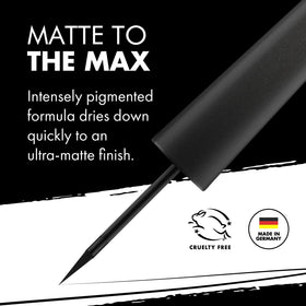 Milani liner applied in a sharp wing demonstrating longwear and defined look