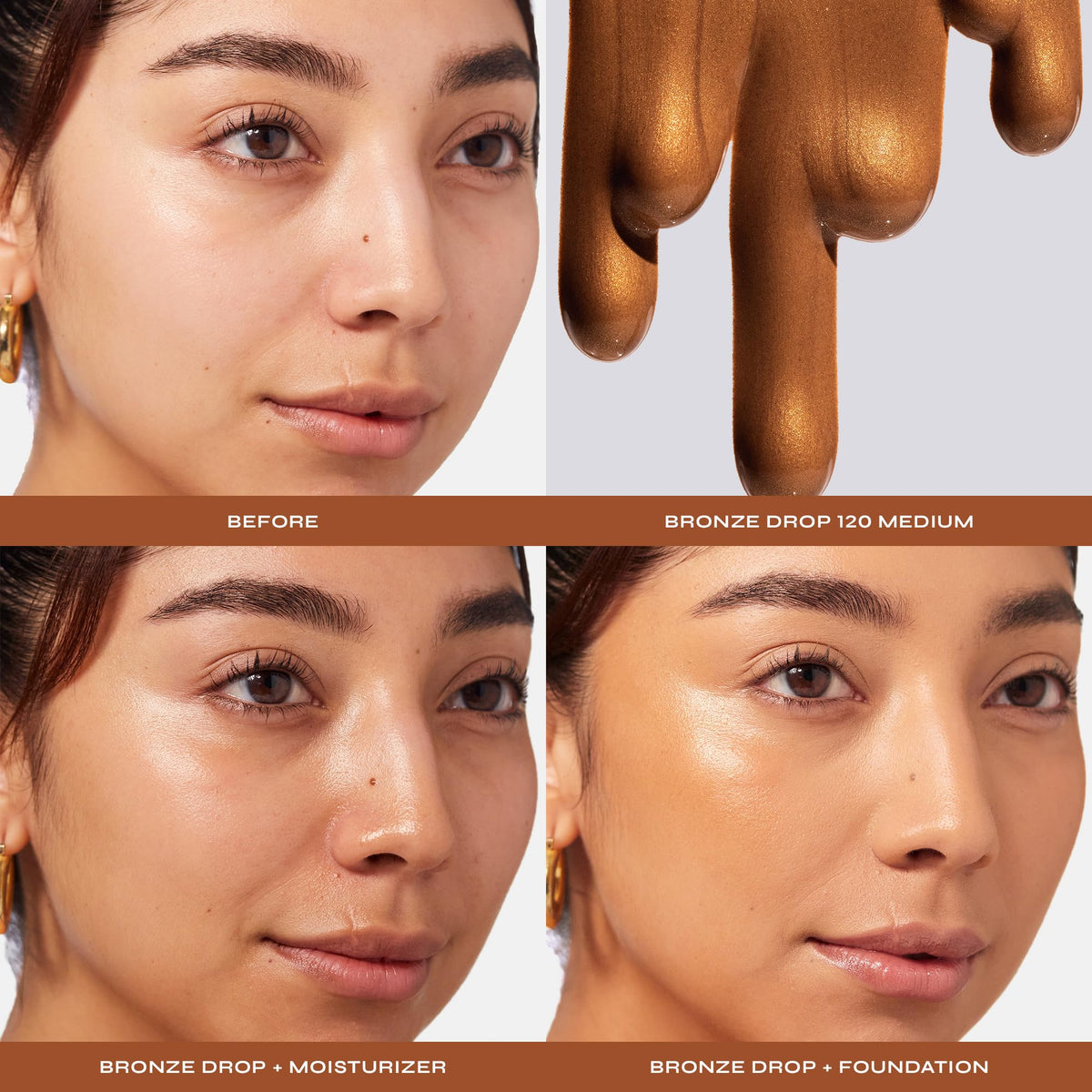 Milani Sun Kiss texture droplet showing lightweight liquid and blendability for natural finish