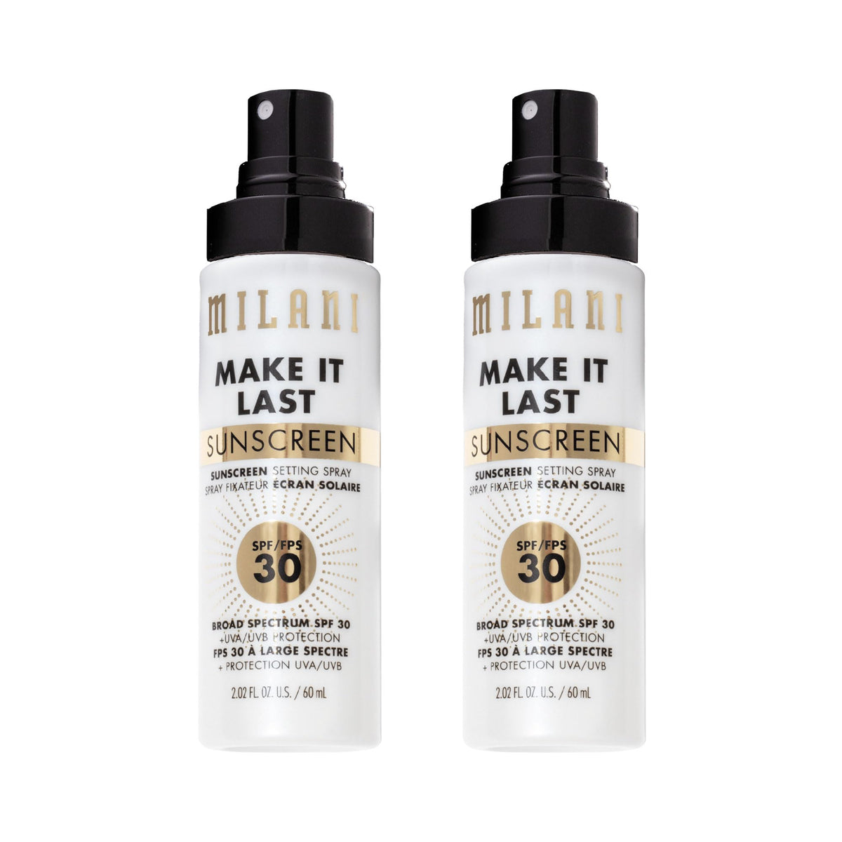Milani front bottle view showing SPF 30 protection and cosmetic finish