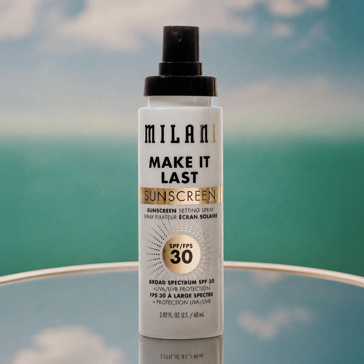 Milani being used outdoors to protect skin while maintaining makeup