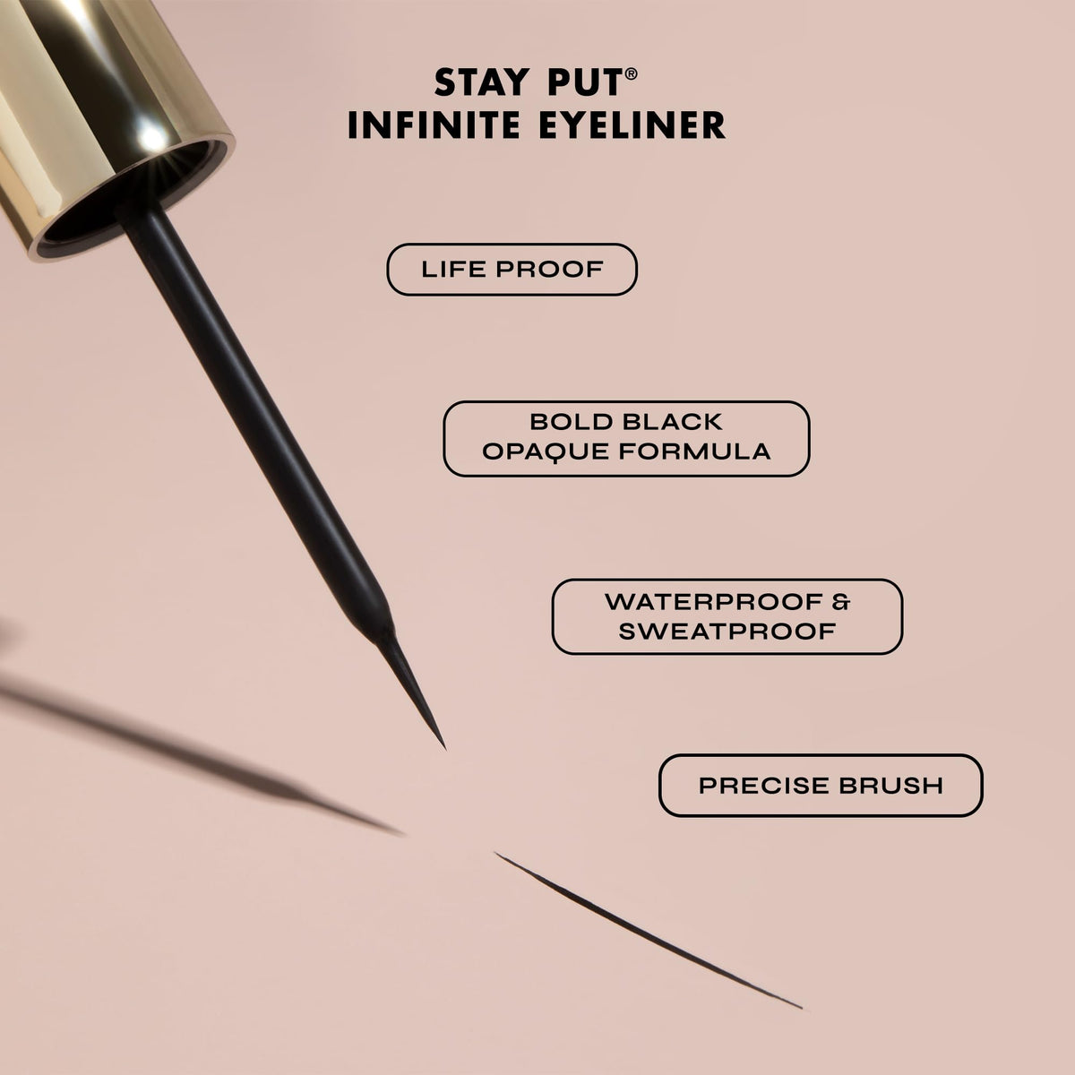 Milani swatch on skin demonstrating rich black pigment and smooth payoff