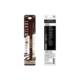 Milani applied on eyelid showing soft brown definition and flattering finish