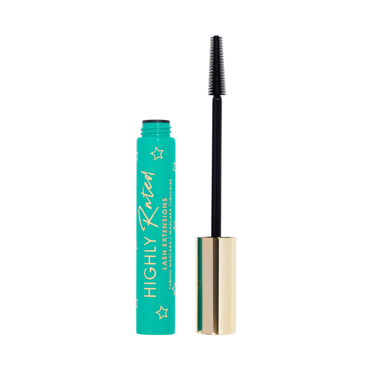 Milani tubing mascara front packaging showing sleek tube and black shade benefit