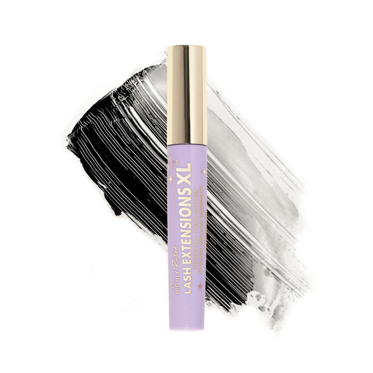 Milani mascara front packaging showing bold black tube and product name benefit: striking shelf appeal