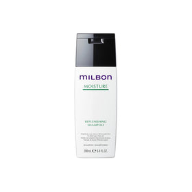 Milbon Moisture Replenishing Shampoo front bottle view showing label and professional packaging benefit