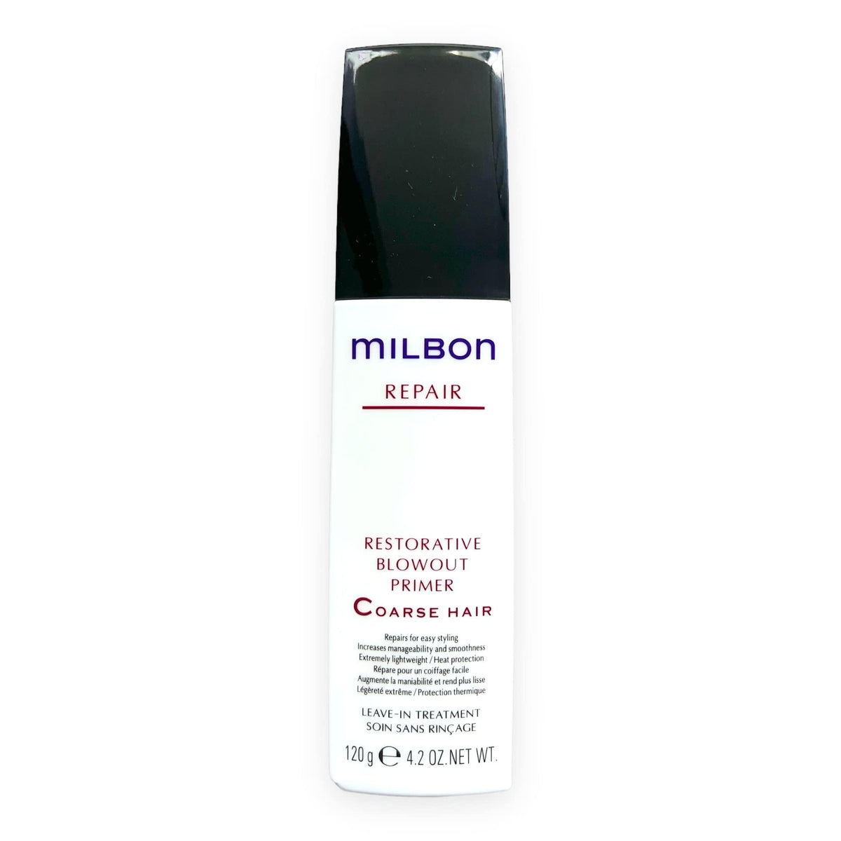 Milbon repair restorative blowout primer front packaging showing size and label for easy identification