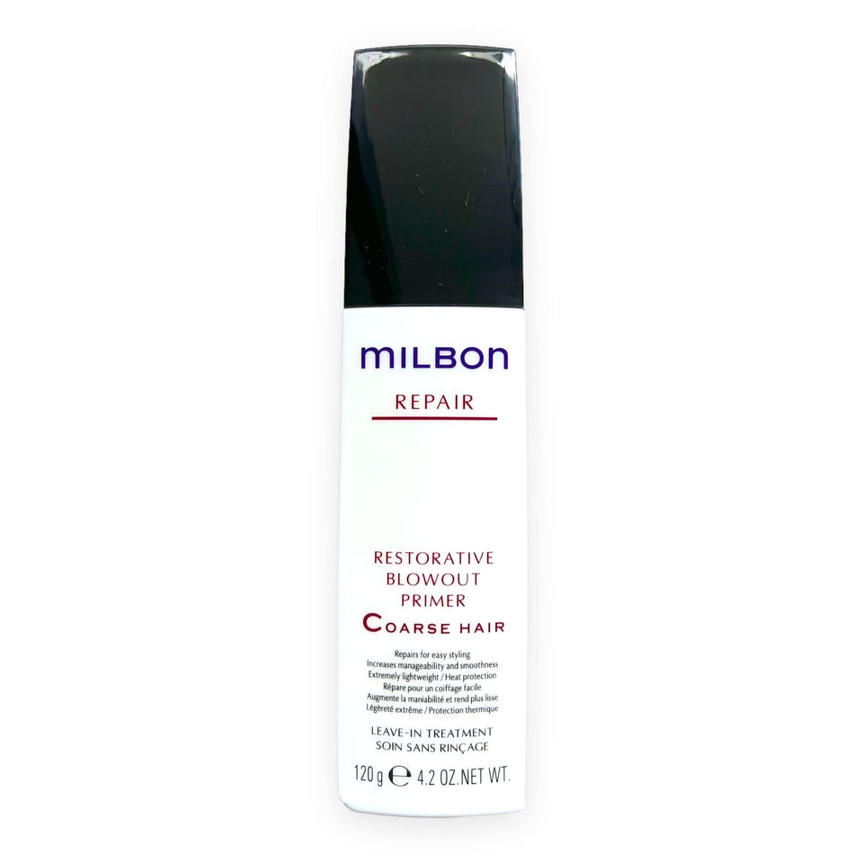Milbon repair restorative blowout primer front packaging showing size and label for easy identification