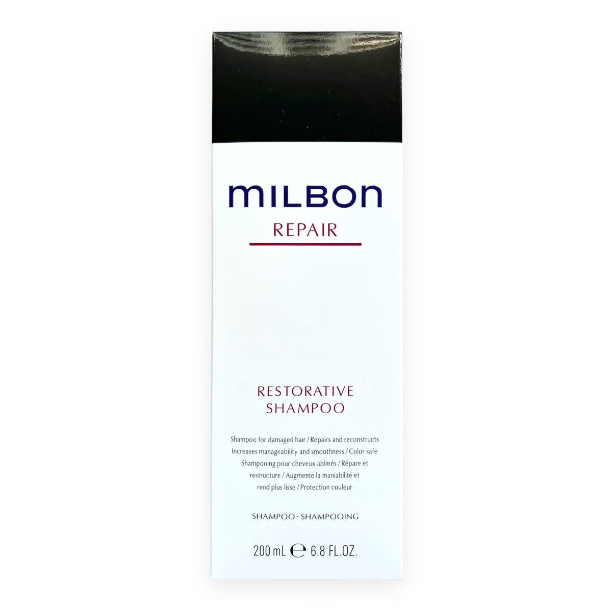 Milbon bottle front view showing label and professional repair benefit