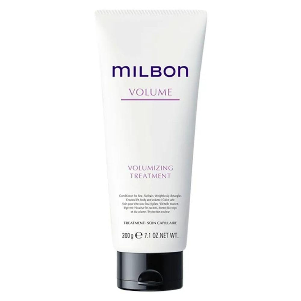 Milbon volumizing conditioner front packaging showing bottle and label for confident lift