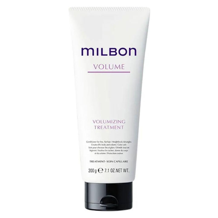 Milbon volumizing conditioner front packaging showing bottle and label for confident lift