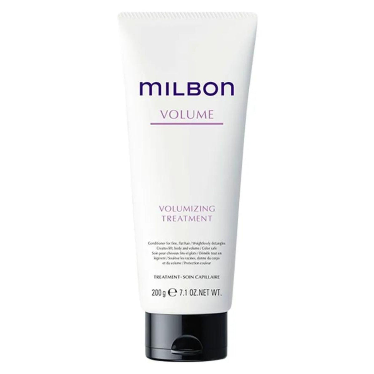 Milbon volumizing conditioner creamy texture closeup highlighting weightless conditioning