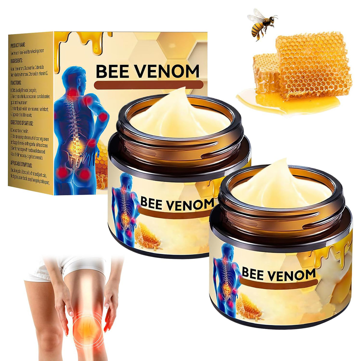MILEDY front view of two bee venom cream tubes showing compact packaging and value