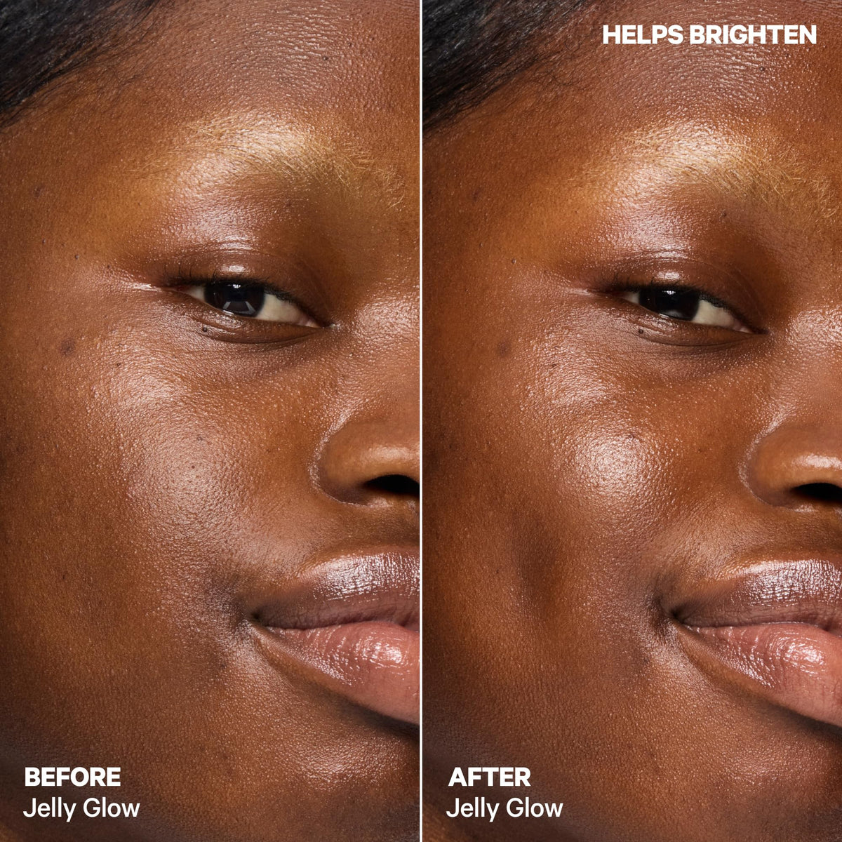 Milk Makeup cooling jelly applied to under-eye area to visibly reduce puffiness