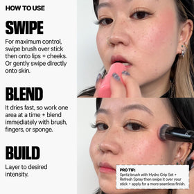 Milk Makeup tint applied to lips demonstrating vibrant, transfer-resistant color