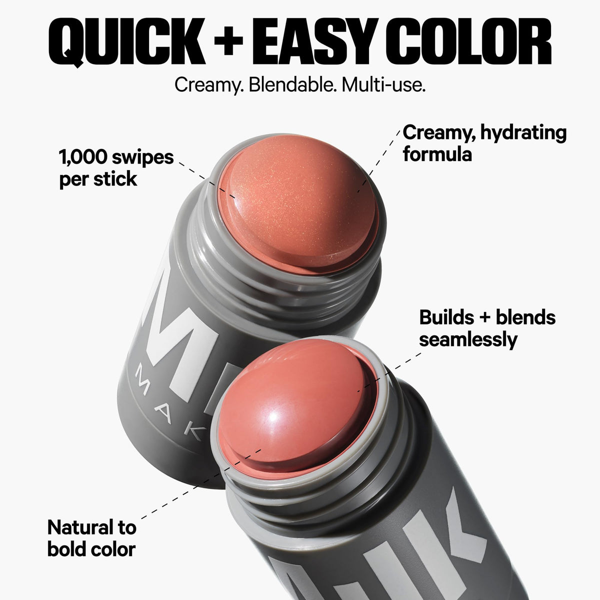 Milk Makeup Flip texture close-up highlighting creamy finish and easy blendability benefits