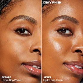 Milk Makeup Hydro Grip before and after makeup showing improved wear and smoothness