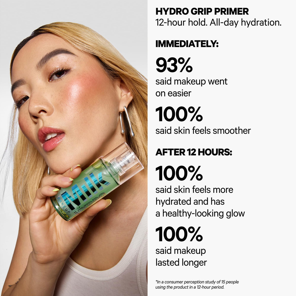 Milk Makeup clear gel texture close-up highlighting hydrating, dewy finish