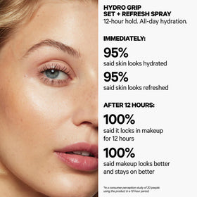 Milk Makeup fine mist spray mid-air demonstrating even application and weightless finish