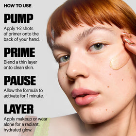 Milk Makeup primer being blended on cheek for smooth makeup base