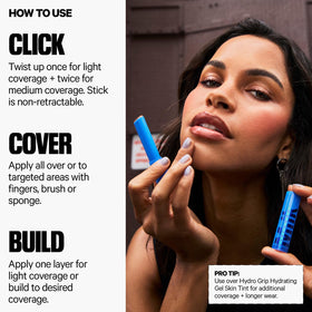 Milk Makeup Hydro Grip inside a makeup bag in a lifestyle scene for everyday use