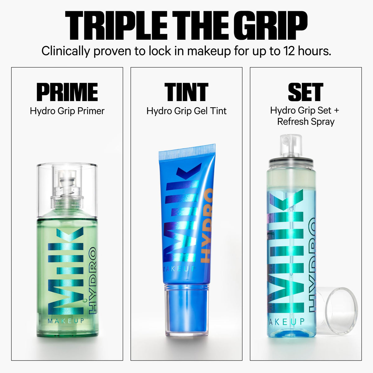 Milk Makeup Hydro Grip size comparison in hand illustrating portable 3.38 oz convenience