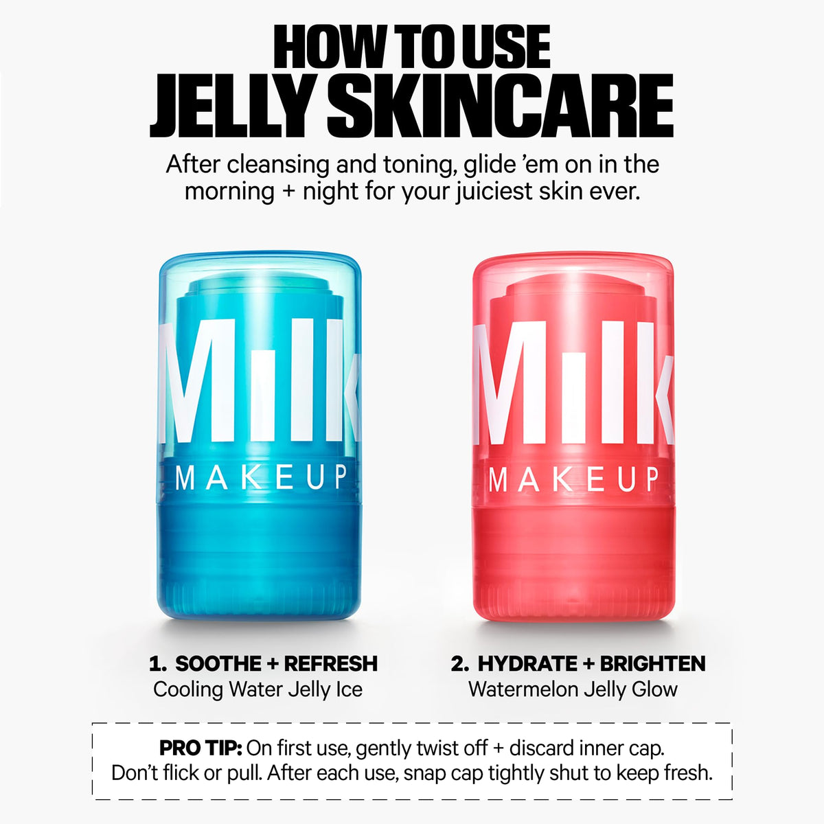 Milk Makeup cooling water jelly label and ingredients list demonstrating niacinamide and soothing actives