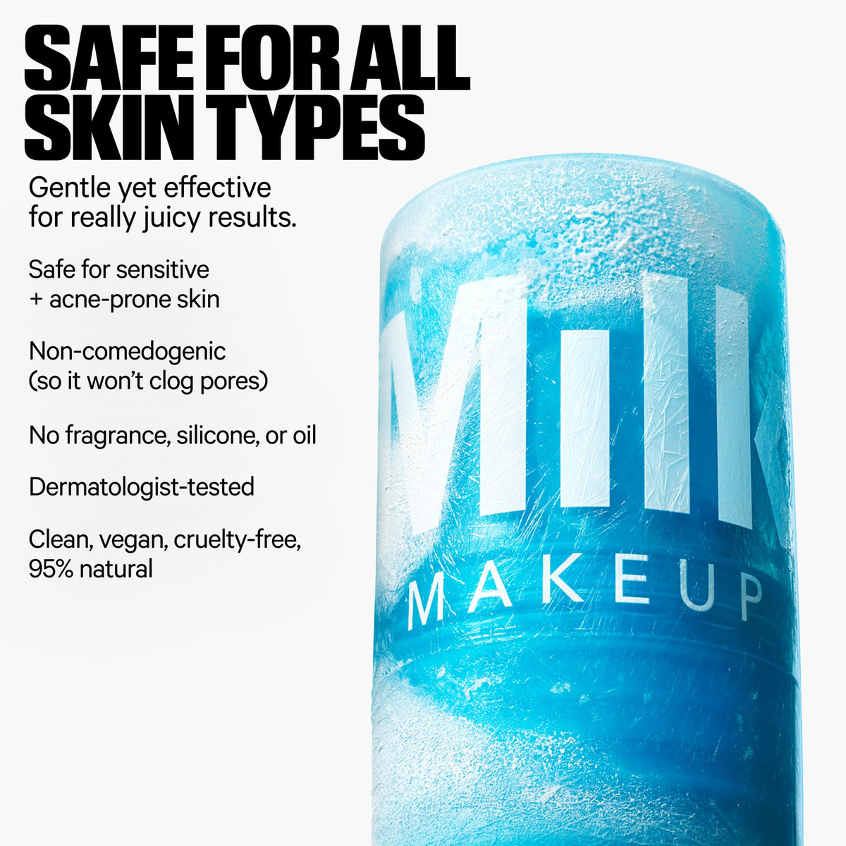 Milk Makeup cooling water jelly styled in a travel pouch showing convenience and on-the-go calm