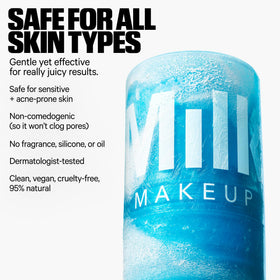 Milk Makeup cooling water jelly styled in a travel pouch showing convenience and on-the-go calm